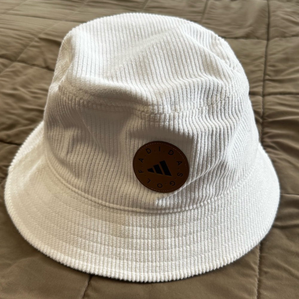 Adidas White Corduroy Bucket Hat Sz. One Size Fits Most NWT Golf Summer Sun